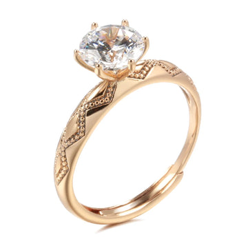 New Arrival Gorgeous Rolled 14K Rose Gold White AAA Zircon Diamond Ring - Vintage Fine Engagement Jewellery